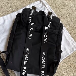 Michael Kors Black Nylon Backpack with Silver Accents
